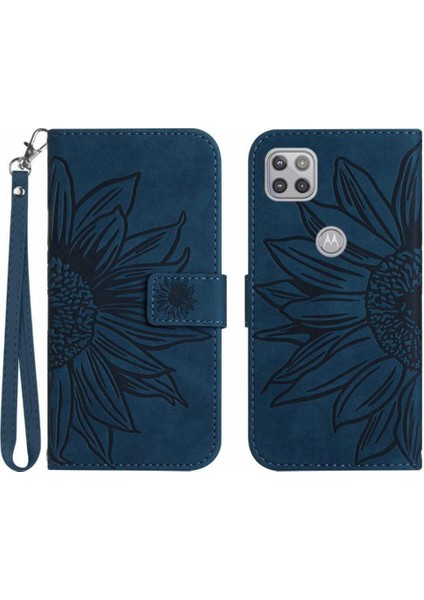 Motorola Moto G 5g Flip Cüzdan Telefon Kılıfı Için Kılıf Kısa Kayış Kabartmalı Pu (Yurt Dışından)