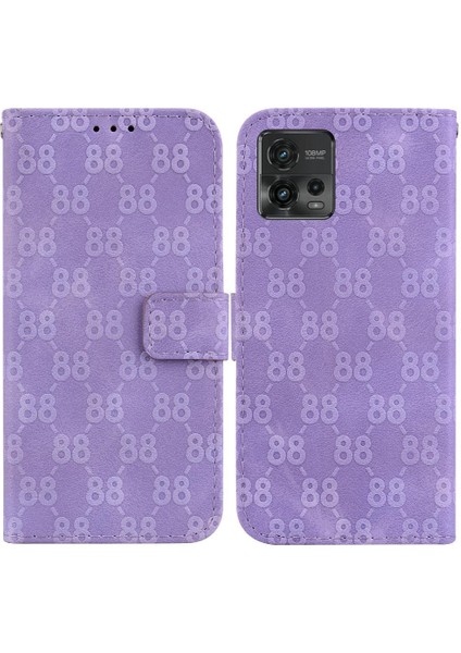 Motorola Moto G72 Çift 8 Kabartmalı Cüzdan Kapak Kickstand Için Telefon Kılıfı (Yurt Dışından)