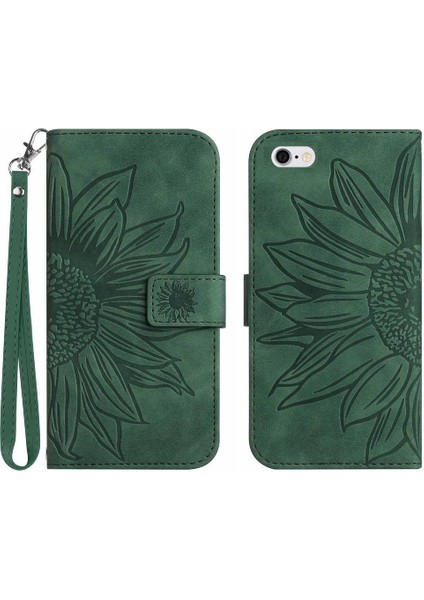 Iphone 6 Için Kılıf Artı/6s Artı Flip Cüzdan Telefon Kılıfı Kabartmalı Ayçiçeği (Yurt Dışından)