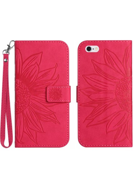Iphone 6 Için Kılıf Artı/6s Artı Flip Cüzdan Telefon Kılıfı Kabartmalı Ayçiçeği (Yurt Dışından)