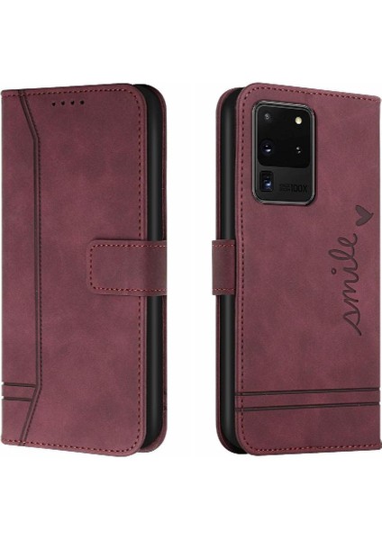Samsung Galaxy S20 Ultra Flip Folio Cüzdan Için Telefon Kılıfı El Kayışı Pu (Yurt Dışından)
