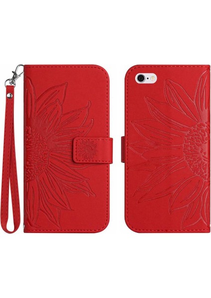 Iphone 6 Için Kılıf Artı/6s Artı Flip Cüzdan Telefon Kılıfı Kabartmalı Ayçiçeği (Yurt Dışından)