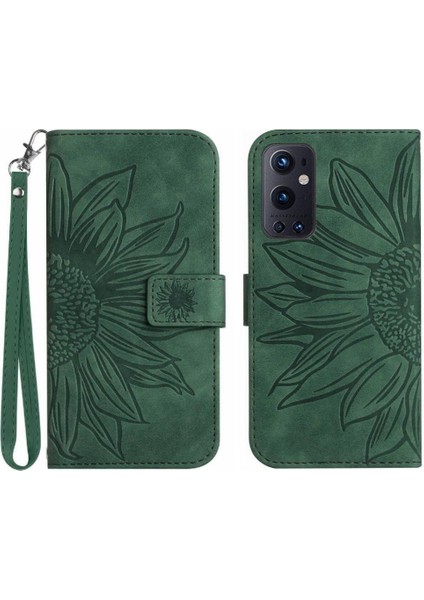 Kart Yuvaları Tutucu Kabartmalı Ayçiçeği Lüks Pu ile Oneplus 9 Pro Için Kılıf (Yurt Dışından)