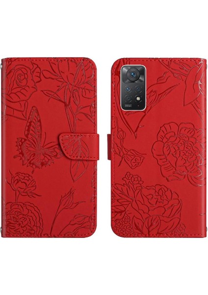 Xiaomi Redmi Not 11 Pro Çiçekler ve Bilek Kayışı ile Kelebekler Için Kılıf (Yurt Dışından)