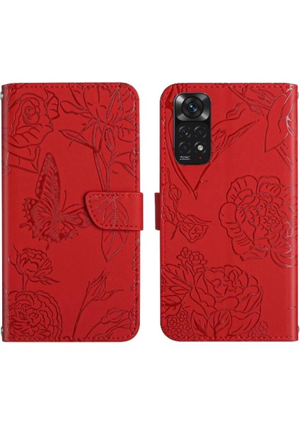Xiaomi Redmi Için Not 11 4G/11S Çiçekler ve Kelebekler Darbeye Pu (Yurt Dışından)