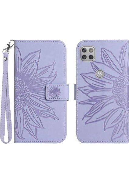Motorola Moto G 5g Flip Cüzdan Telefon Kılıfı Için Kılıf Kısa Kayış Kabartmalı Pu (Yurt Dışından)