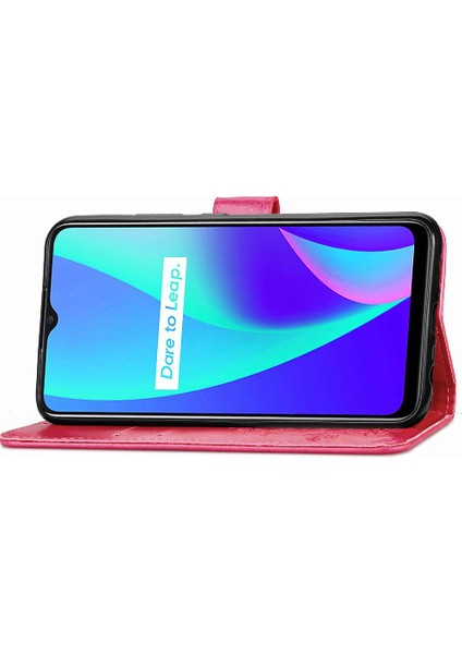 Realme C15 Zarif Iş Dört Yapraklı Yonca Flip Kapak Için Kılıf Kısa (Yurt Dışından) modelleri