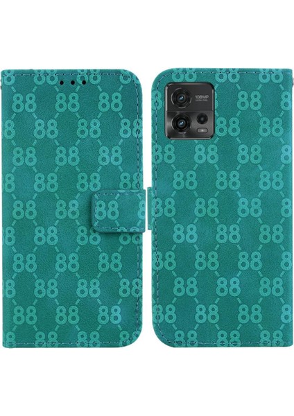 Motorola Moto G72 Çift 8 Kabartmalı Cüzdan Kapak Kickstand Için Telefon Kılıfı (Yurt Dışından)