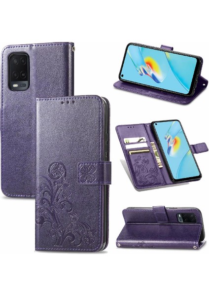 Oppo A54 4g Için Kılıf Kısa Kayış Dört Yapraklı Yonca Deri Kılıf Kapak Çevirin (Yurt Dışından) fiyatları