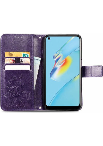 Oppo A54 4g Için Kılıf Kısa Kayış Dört Yapraklı Yonca Deri Kılıf Kapak Çevirin (Yurt Dışından) modelleri