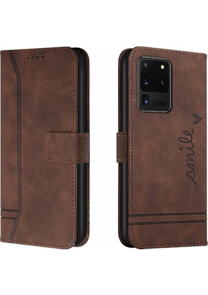 Samsung Galaxy S20 Ultra Flip Folio Cüzdan Için Telefon Kılıfı El Kayışı Pu (Yurt Dışından)