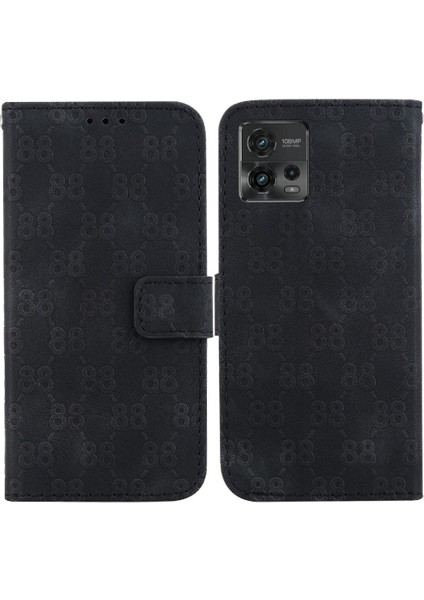 Motorola Moto G72 Çift 8 Kabartmalı Cüzdan Kapak Kickstand Için Telefon Kılıfı (Yurt Dışından)