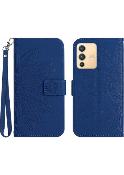 Kart Yuvaları Tutucu Flip Cüzdan ile Vivo V23 5g Kabartmalı Ayçiçeği Için Kılıf (Yurt Dışından)