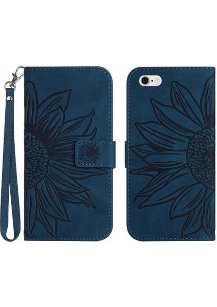 Iphone 6 Için Kılıf Artı/6s Artı Flip Cüzdan Telefon Kılıfı Kabartmalı Ayçiçeği (Yurt Dışından)