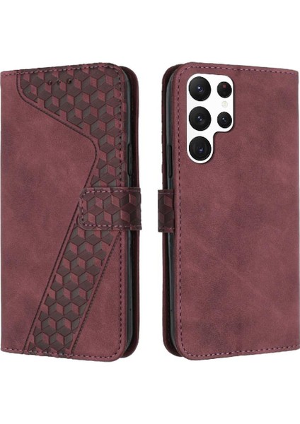 Samsung Galaxy S22 Ultra Flip Folio Manyetik Kart Yuvaları Için Telefon Kılıfı (Yurt Dışından)