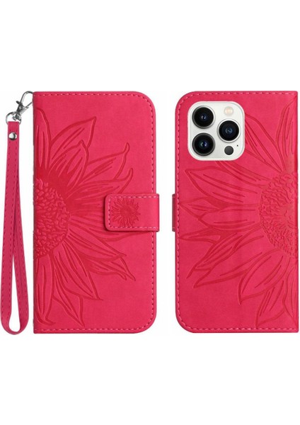 Kart Yuvaları Tutucu Kabartmalı Ayçiçeği Flip ile iphone 13 Pro Max Için Kılıf (Yurt Dışından)