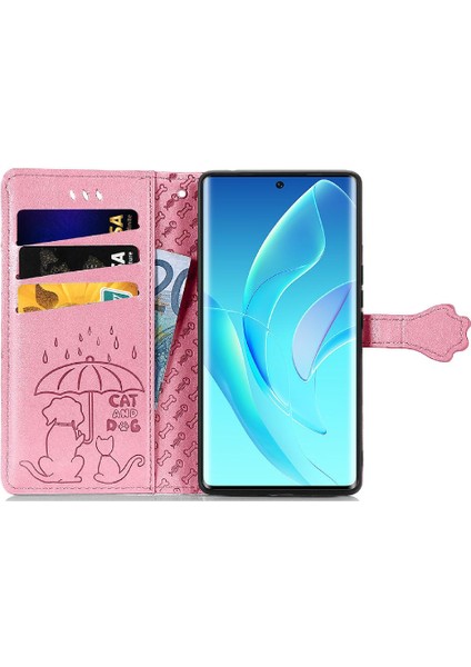 Huawei Honor 60 Için Kılıf Kısa Kayış Karikatür Hayvanlar Darbeye Deri (Yurt Dışından)