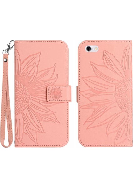 Iphone 6 Için Kılıf Artı/6s Artı Flip Cüzdan Telefon Kılıfı Kabartmalı Ayçiçeği (Yurt Dışından)