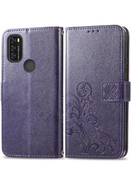 Blackview A70 Kısa Kayış Deri Kılıf Kapak Kapak Dört Yaprak (Yurt Dışından)