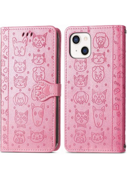 Iphone 13 Mini Deri Kılıf Kapak Kapak Darbeye Karikatür Kısa (Yurt Dışından)