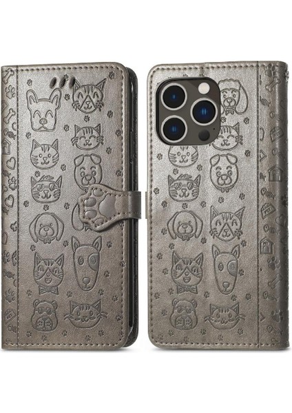 Iphone 14 Için Kılıf Pro Darbeye Kapak Kapak Kısa Kayış Karikatür Hayvanlar (Yurt Dışından)