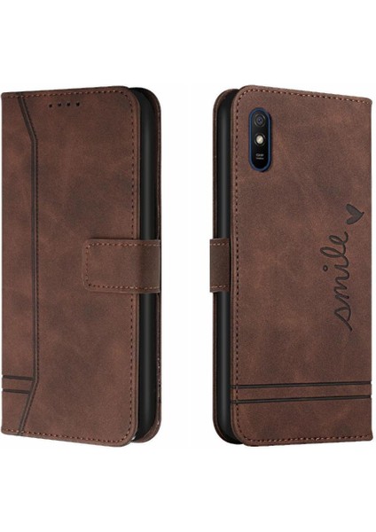 Telefon Kılıfı Için Xiaomi Redmi 9A Kart Yuvaları Kapak Çevirin Folio Cüzdan Manyetik (Yurt Dışından)