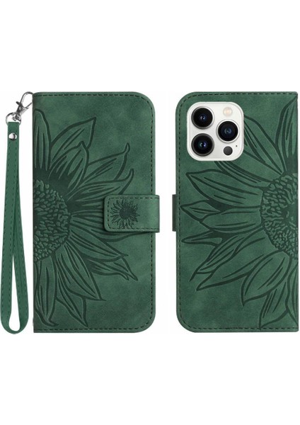 Kart Yuvaları Tutucu Kabartmalı Ayçiçeği Flip ile iphone 13 Pro Max Için Kılıf (Yurt Dışından)