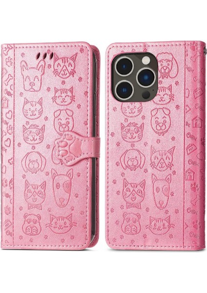 Iphone 14 Için Kılıf Pro Darbeye Kapak Kapak Kısa Kayış Karikatür Hayvanlar (Yurt Dışından)