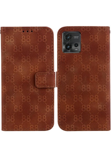 Motorola Moto G72 Çift 8 Kabartmalı Cüzdan Kapak Kickstand Için Telefon Kılıfı (Yurt Dışından)