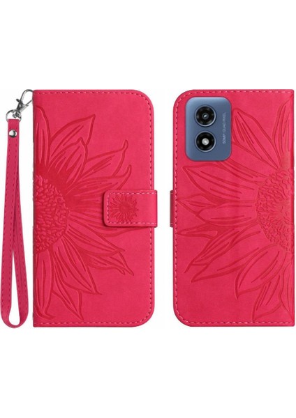 Motorola Moto G Oynamak Için Kılıf Kart Yuvaları ile 4g 2024 Kabartmalı Ayçiçeği (Yurt Dışından)