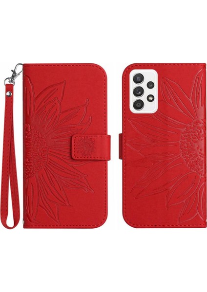 Samsung Galaxy A23 Flip Cüzdan Telefon Kılıfı Için Kart ile Kısa Kayış (Yurt Dışından)