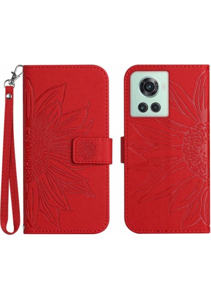 Oneplus 10R Kabartmalı Ayçiçeği Flip Cüzdan Telefon Kılıfı Için Kılıf Lüks Pu (Yurt Dışından)