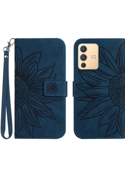 Kart Yuvaları Tutucu Flip Cüzdan ile Vivo V23 5g Kabartmalı Ayçiçeği Için Kılıf (Yurt Dışından)