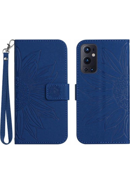 Kart Yuvaları Tutucu Kabartmalı Ayçiçeği Lüks Pu ile Oneplus 9 Pro Için Kılıf (Yurt Dışından)