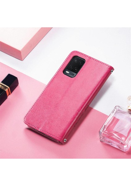 Oppo A54 4g Için Kılıf Kısa Kayış Dört Yapraklı Yonca Deri Kılıf Kapak Çevirin (Yurt Dışından) modelleri