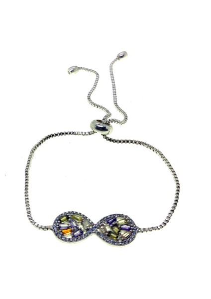 Gümüş Renk Sonsuzluk Asansör Zirkon Bileklik - 2710