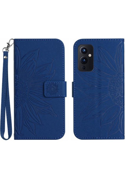Oneplus 9 Için Kılıf Lüks Pu Deri Kabartmalı Ayçiçeği Kısa Kayış Flip (Yurt Dışından)