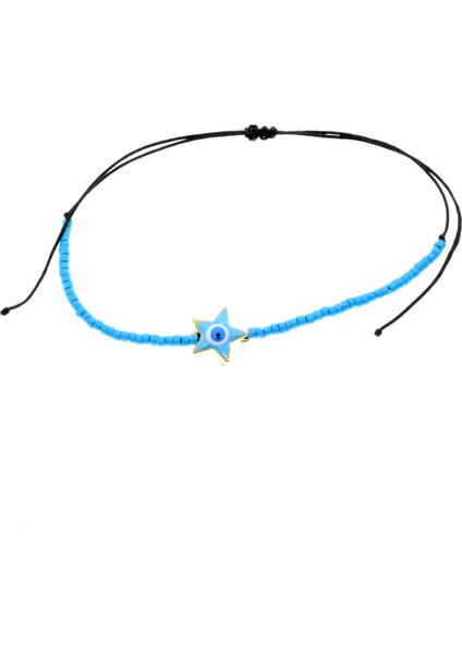 Altın Renk Turkuaz Yıldız Mineli Model Miyuki Bileklik - 2951
