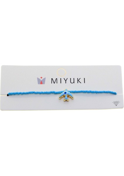 X-lady Accessories Altın Renk Turkuaz Mineli Kuş Model Miyuki Bileklik - 2955