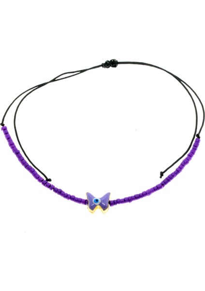 Altın Renk Mor Mineli Kelebek Model Miyuki Bileklik - 2957