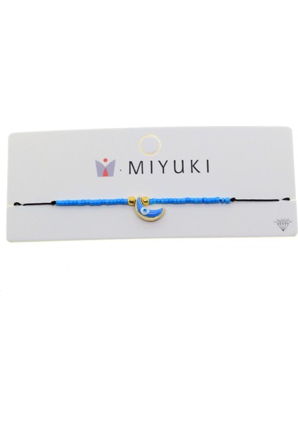 Altın Renk Mavi Mineli Yarım Ay Model Miyuki Bileklik - 2958 fiyatları