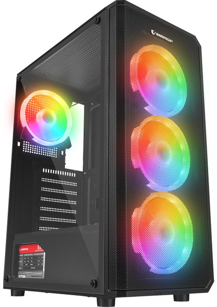 Helıos Mesh 550W 80+ 4X12CM Rgb Fan Atx Tempered Glass 2xusb2.0/1xusb3.0 Siyah Mıd Tower Gaming Kasa