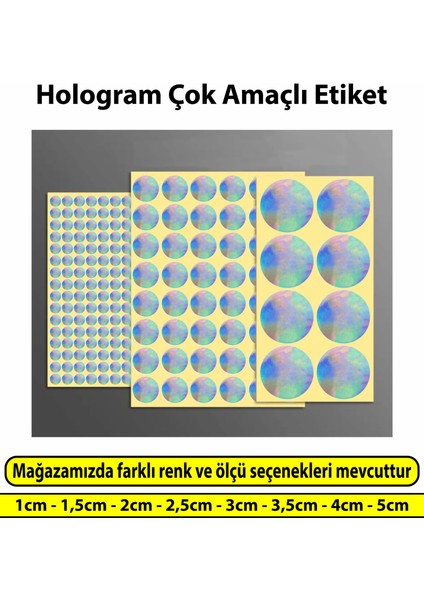 Sticker Design Hologram Etiket Çok Amaçlı Yuvarlak Kesim Ambalaj Etiketi 4cm 500Adet