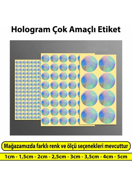 Hologram Etiket Çok Amaçlı Yuvarlak Kesim Ambalaj Etiketi 1,5cm - 500Adet modelleri