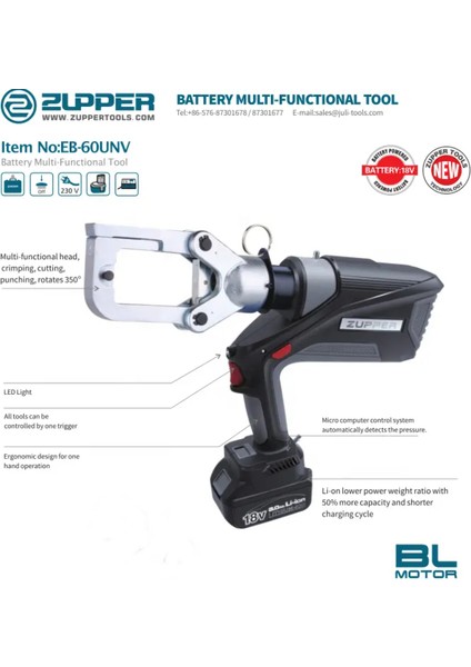 EB-60UNV Bataryalı Universal Pabuç Sıkma Kablo Kesme Punch Pense Seti