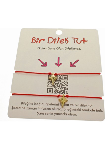 Altın Renk Kırmızı Ip Kuyruklu Kutup Yıldızı Arkadaş Bilekliği - 1869