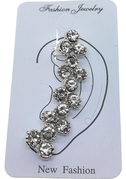 Gümüş Renk Taşlı Kıkırdak Küpe - 2368