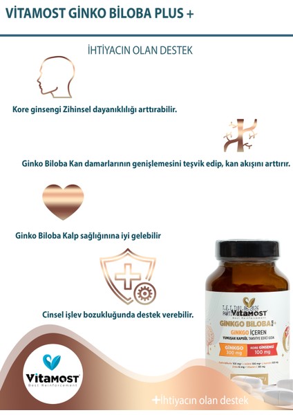 Vitamost Ginko Biloba Kore Ginsengi 90 Kapsül