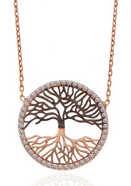 925 Ayar Gümüş Rose Hayat Ağacı Kadın Kolye indirimleri