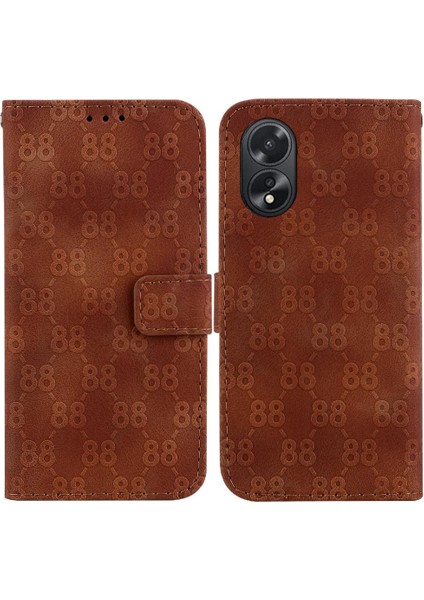 Oppo A18 Için /A38 Çift 8 Kabartmalı Kart Tutucu Cüzdan Pu Telefon Kılıfı (Yurt Dışından)